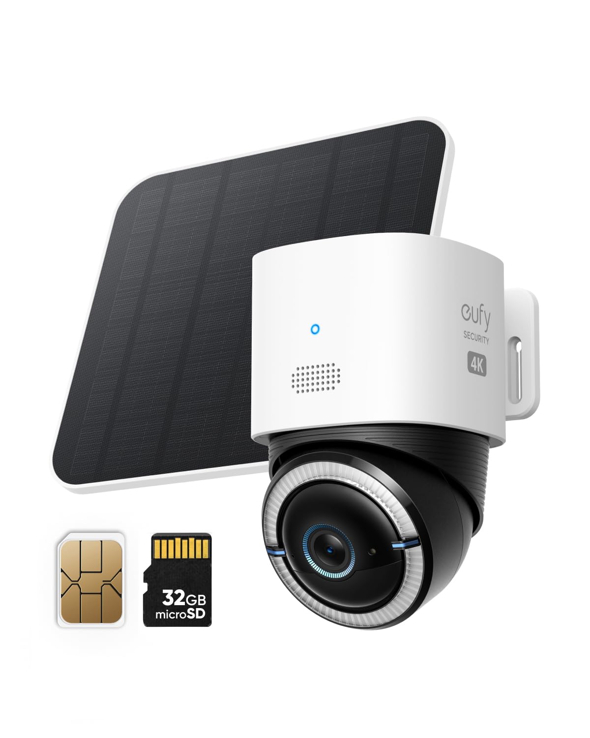eufy Security 4G LTE Cam S330, 4K Cellular Solar Security Cameras Wireless Outdoor, Pan and Tilt, 4G and Wi-Fi Duo-Mode, AI Tracking, with SIM Card