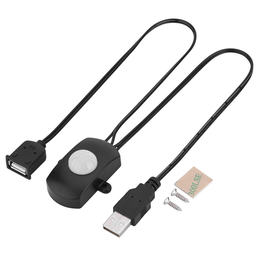 fosa LED PIR Motion Detectors Mini PIR Infrared Motion Sensor Detector Automatic DC 5-24V 4A LED Strip USB Interface (Black)