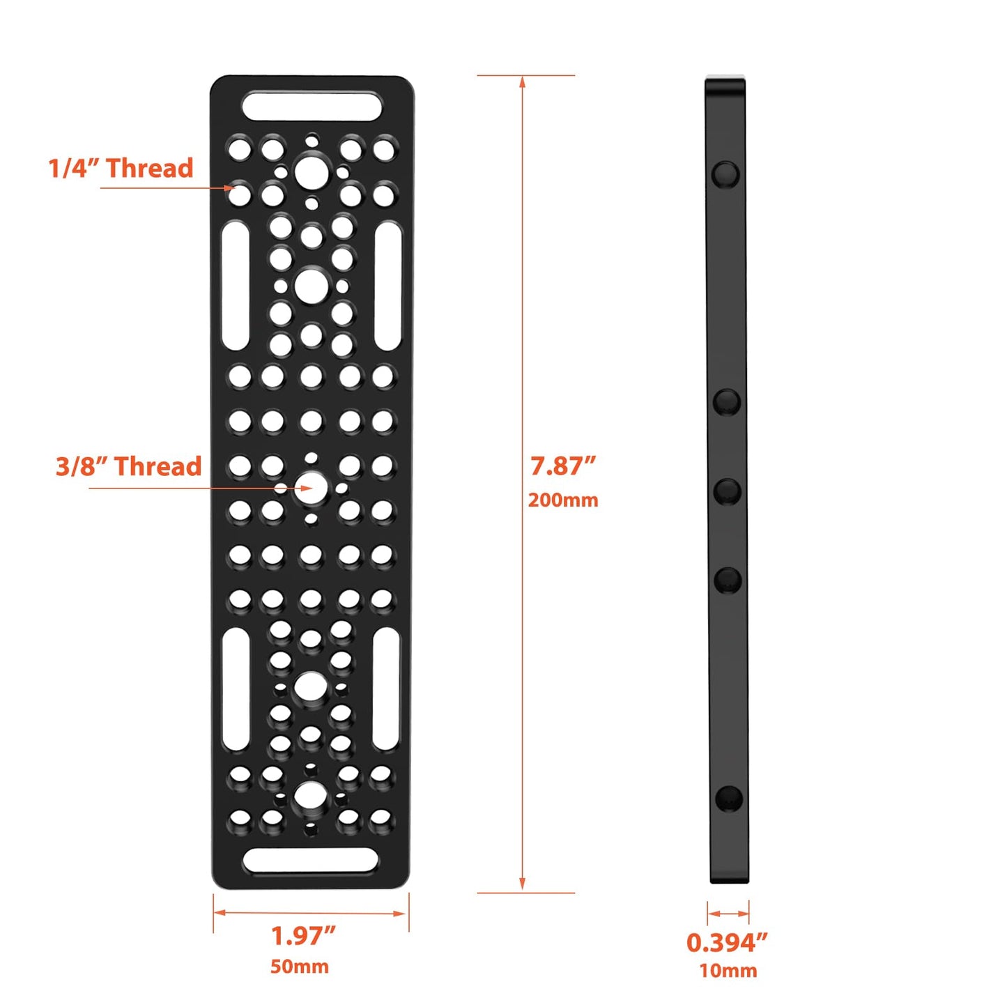 DINESK Camera Cheese Plate with 1/4 3/8 Threads,200MM Long Verison Cheese Plate for Cemeras,Tripod and Other Photography Accessories