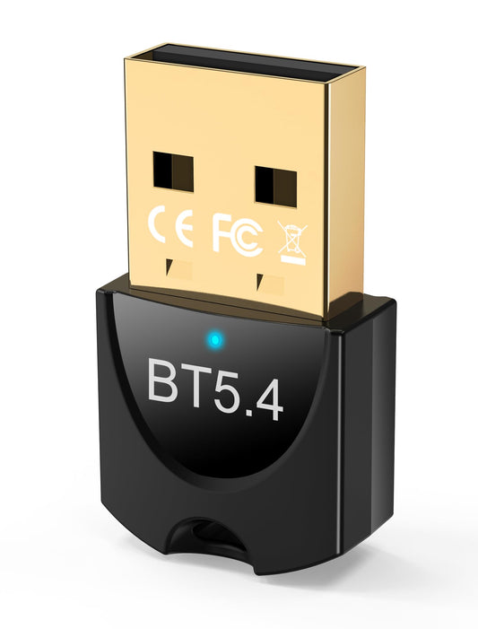 gliship 5.4 USB Bluetooth Adapter for PC, Dual Mode (BLE+EDR) Plug & Play, Up to 7 Devices, Compatible with Windows 11/10/8.1
