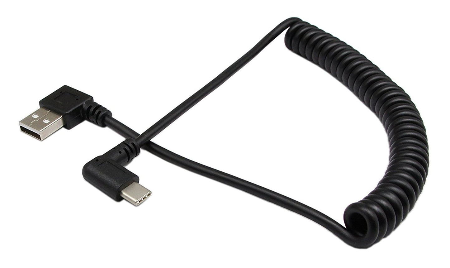 90 Degree Right Angle USB 2.0 to USB C Spring Cable - zdyCGTime Type C USB Male to USB A Male Data Cable for Tablets Cellphone(1.2M)