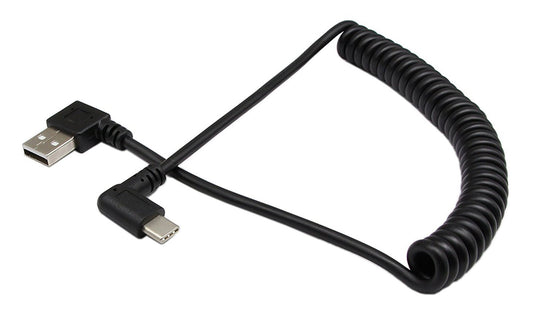 90 Degree Right Angle USB 2.0 to USB C Spring Cable - zdyCGTime Type C USB Male to USB A Male Data Cable for Tablets Cellphone(1.2M)