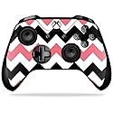 MightySkins Skin Compatible with Microsoft Xbox One X Controller - Black Pink Chevron | Protective, Durable, and Unique Vinyl wrap Cover | Easy