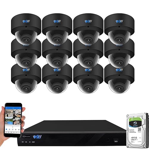GW Security 16 Channel 12MP NVR UltraHD 4K Smart AI Human/Cars Detection PoE Security Camera System with 12 x 8MP Waterproof Microphone 135° Wide