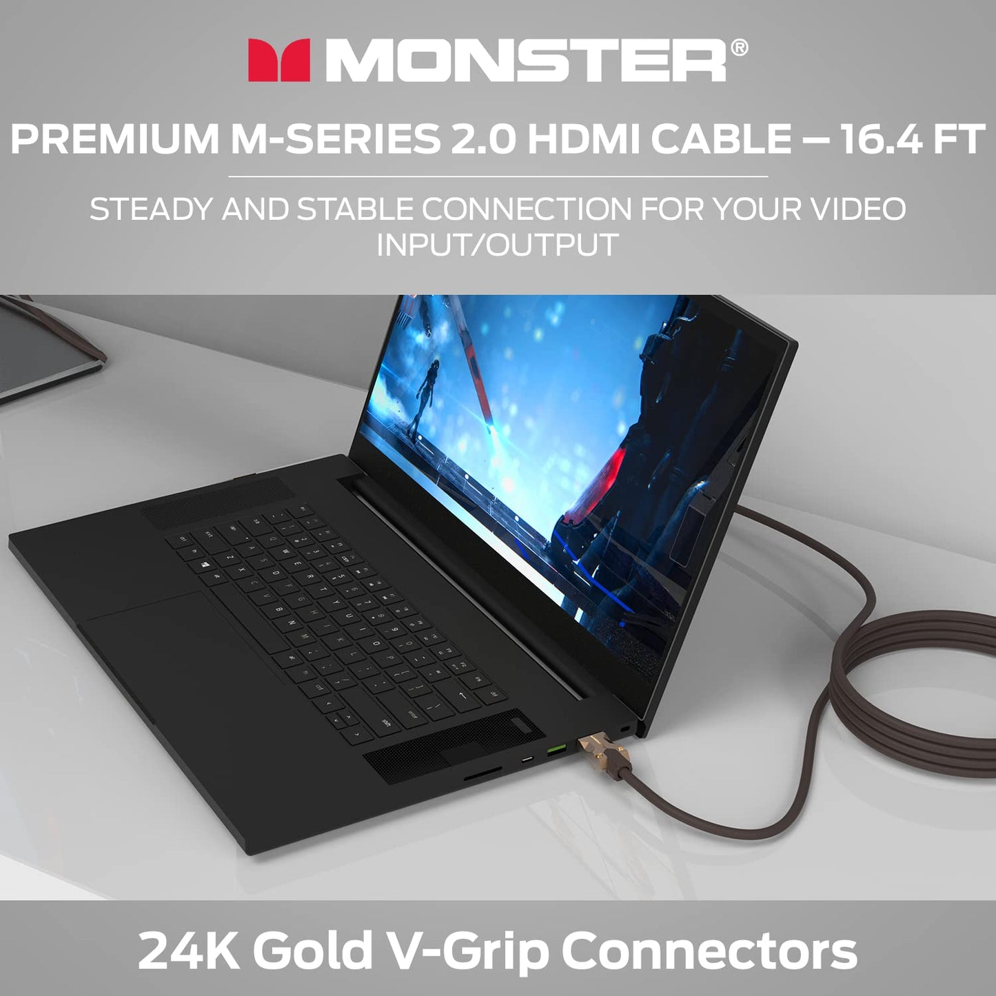 Monster M-Series 2000 Certified Premium Ultra High Speed HDMI Cable - 2.0 4K 60Hz, 25 Gbps - 5 Meters (16.4 Ft)