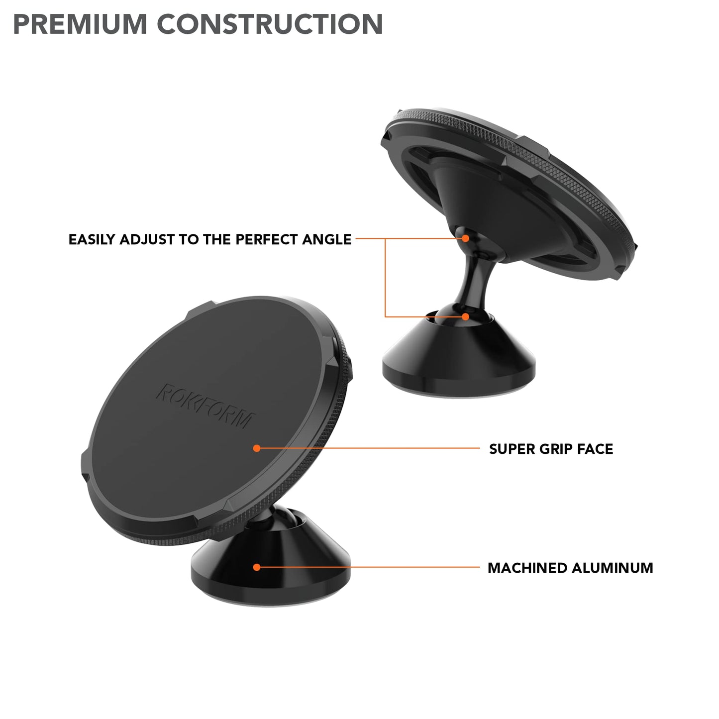 ROKFORM Dual Magnet Swivel Dash Mount, Magnetic Adhesive Swivel Mount