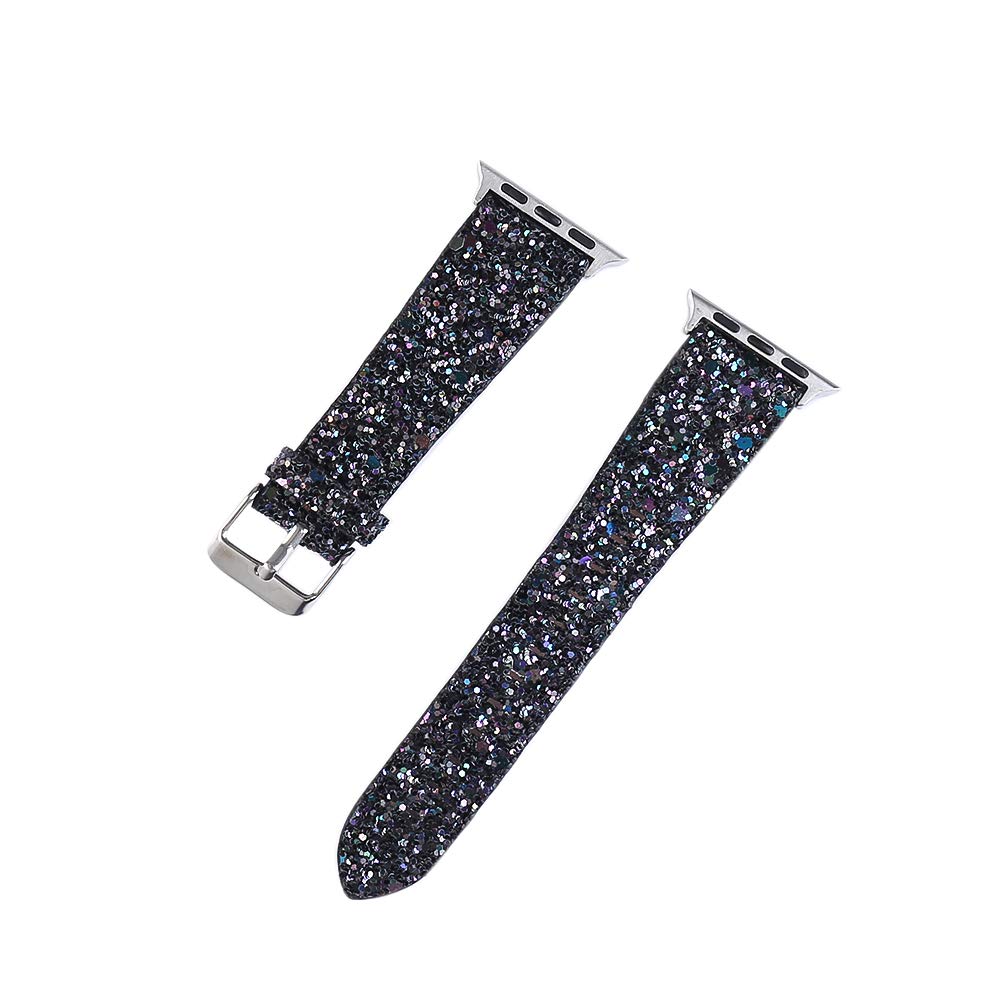Bling Band Compatible with Apple Watch Bands 38mm 40mm 41mm 42mm 44mm 45mm 46mm 49mm Ultra 3/2/1, Glitter Sparkle Leather Strap For iWatch Band Series