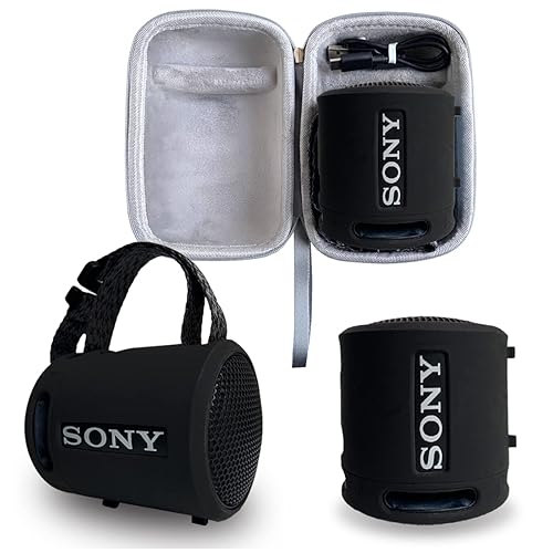 RAWECUD Silicone Cover and Hard Case for Sony SRS-XB13/XB100 Extra BASS Wireless Portable Compact Speaker, Carrying Cover Case for Sony SRS XB13