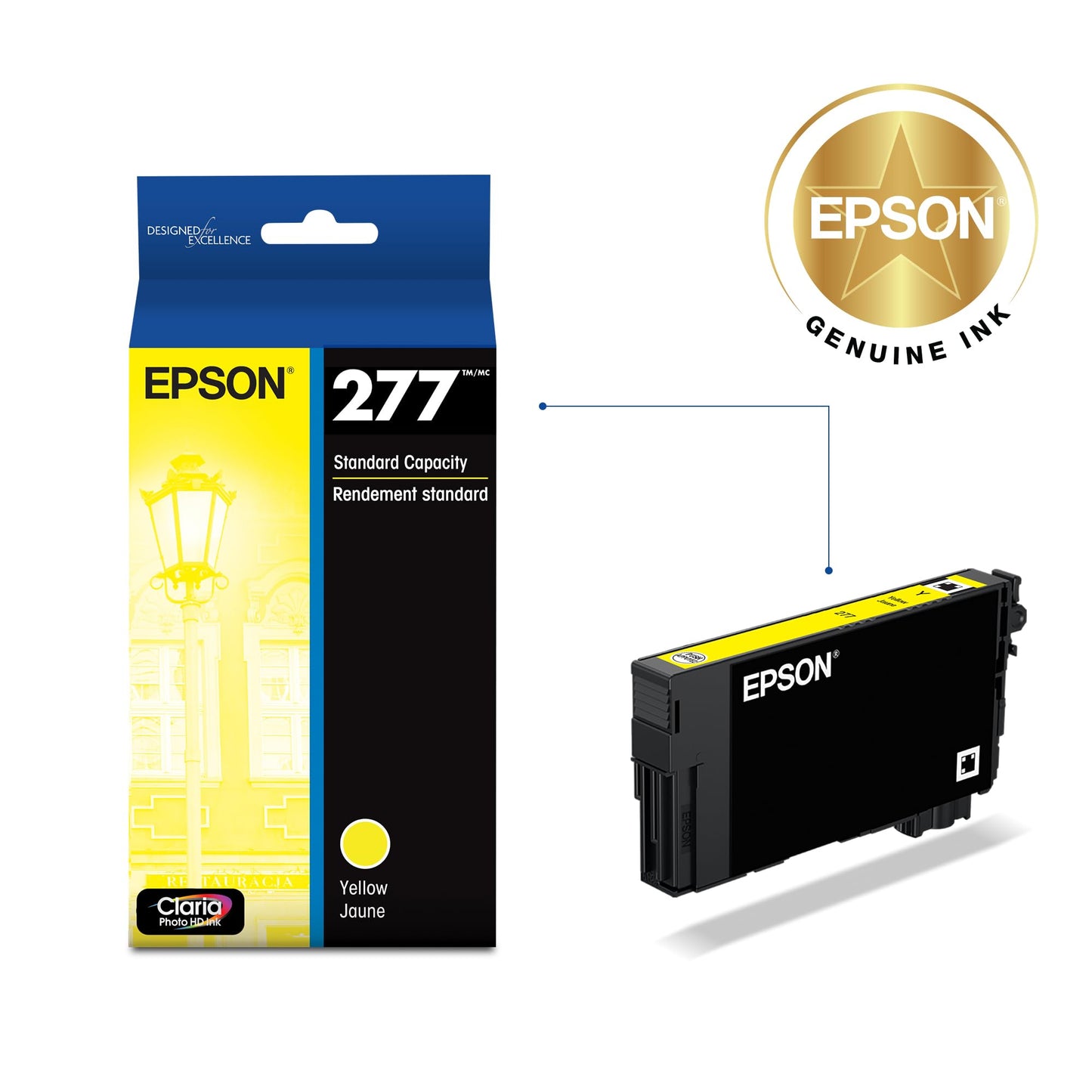 Epson 277 Claria Photo HD Ink Standard Capacity Yellow Cartridge (T277420) Works with Expression XP-850, 860, 950, 960, 970