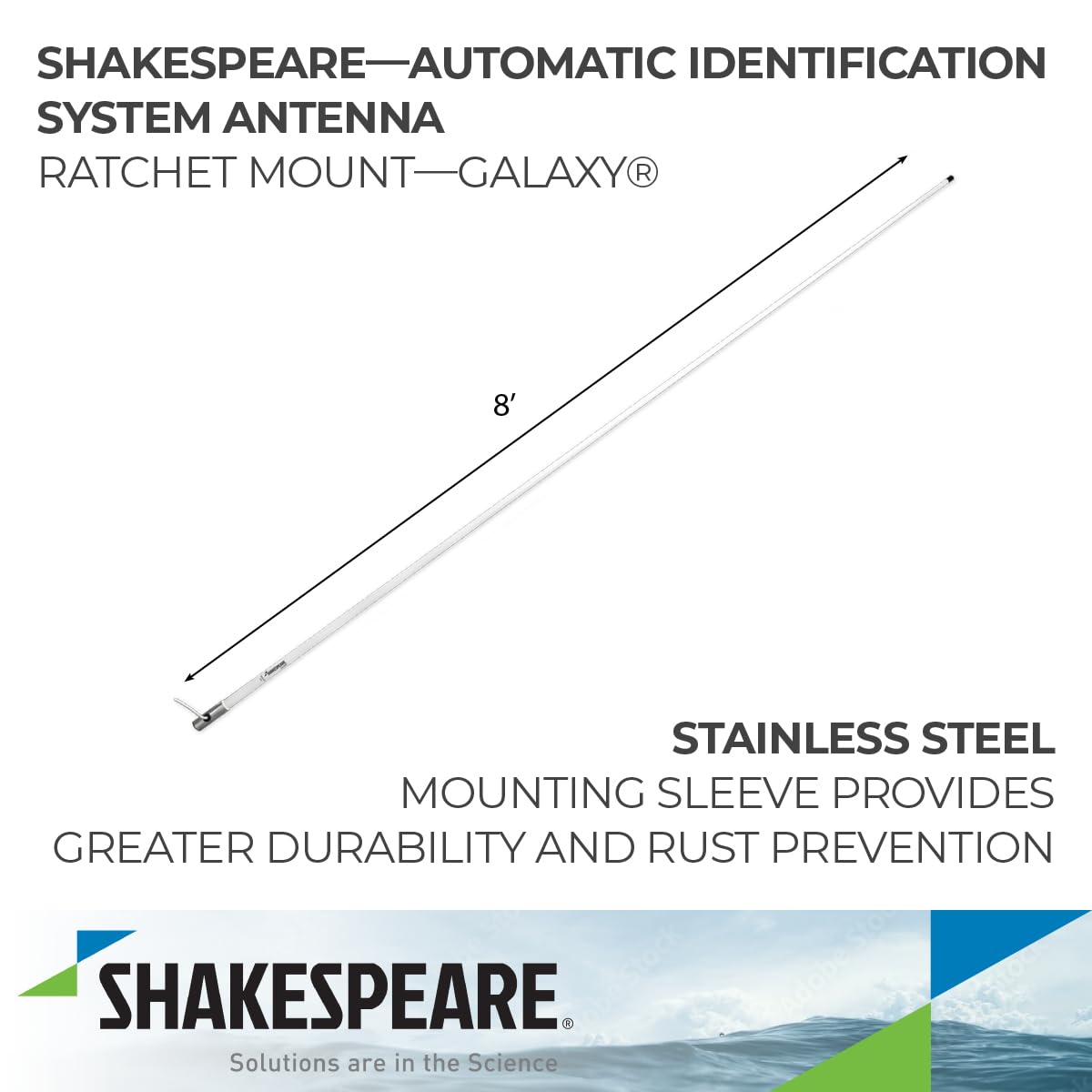Shakespeare AIS 8' Galaxy AIS Antenna - 6dB Gain - Stainless Steel Ferrule