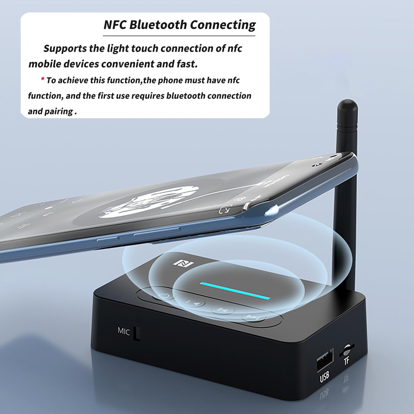 AUX Bluetooth Adapter for Home Stereo,NFC Wireless Audio Receiver for Music Streaming Sound System,TF Card Slot,USB, AUX/RCA Bluetooth Receiver