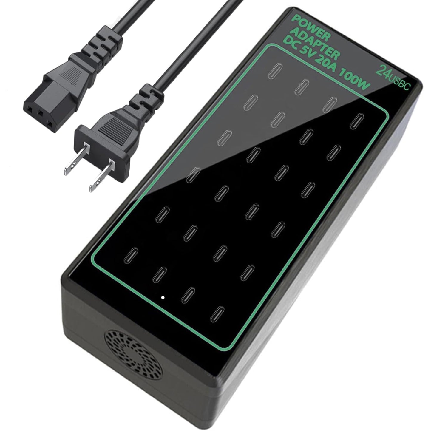 24-Port 100W (20A) USB C Charging Station, Multiple Fast Charger Hub, Home Desktop Power Adapter, Travel Convenient, Compatible