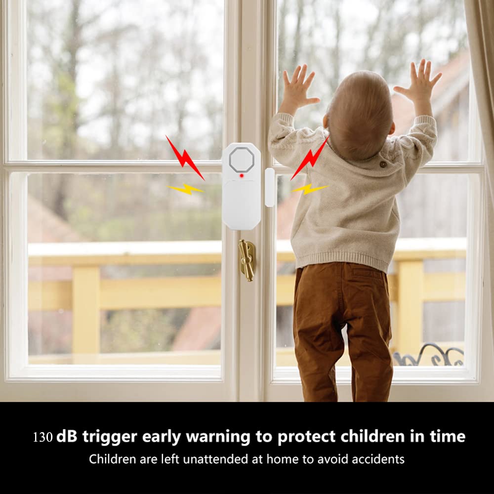 EverNary Door Window Alarm When Opened for Home Security with Remote, Wireless Door Sensor Alarm for Kids Safety with Adjustable Volume (4 Door Sensor