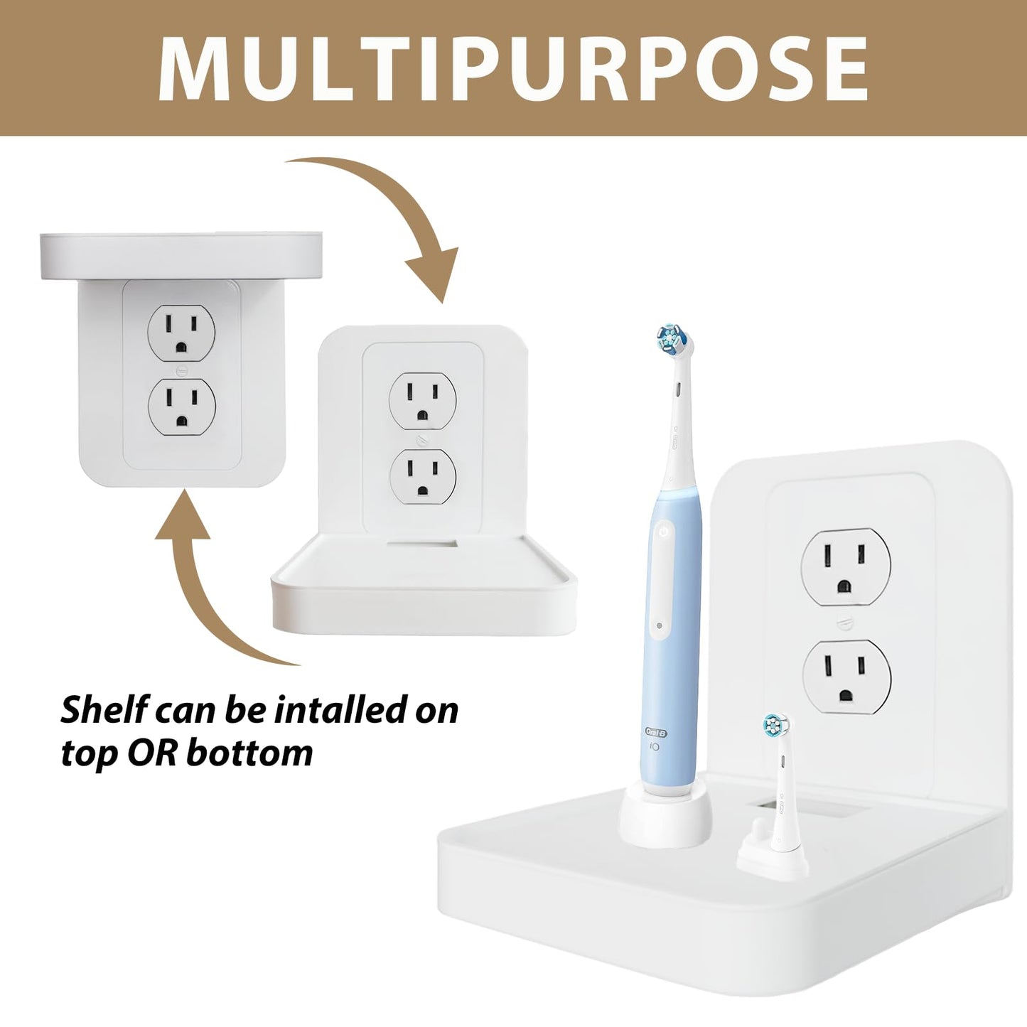 BELIEFLUO Outlet Shelf Holder Fit for Duplex Receptacle, Bathroom Decor,Cable Management,A Space Saving Solution, Homepod Mini Google Home/Echo/Smart