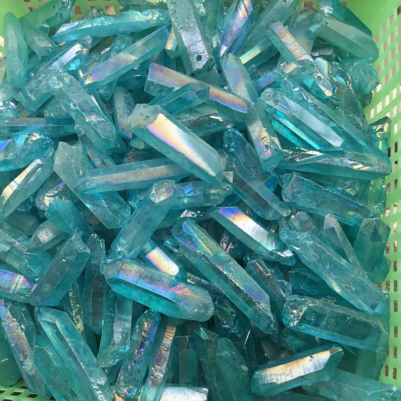 Opexicos 5Pcs Rare Blue Aura Lemurian Seed Quartz Crystal Stones Point Specimen
