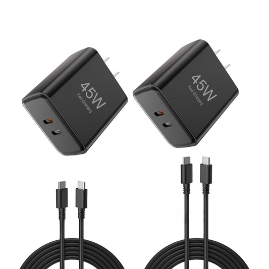 45W USB-C Charger Wall Charging Block?Dual-Port Fast Charging Cube with 6FT Type C Charging Cable for Samsung Galaxy S25 24 23/w25 26 24/A55 54 53/Z