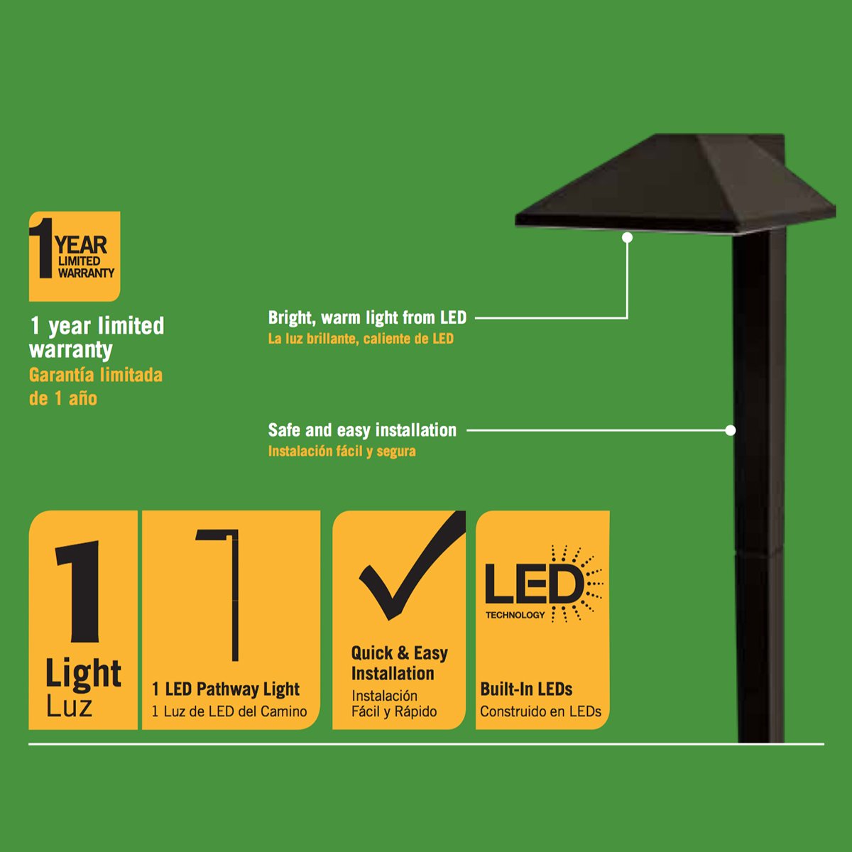Malibu Lighting 8409210101 Malibu Landscape Lighting, 0.6W Low Voltage Equinox LED Path Light Charcoal Brown