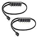 4 Pin PWM Fan Hub Splitter Black Sleeved 1 to 5 Way 4-Pin & 3-Pin PC CPU Cooling Case Fan Splitter Hub Adapter 14 Inches (2 Pack)