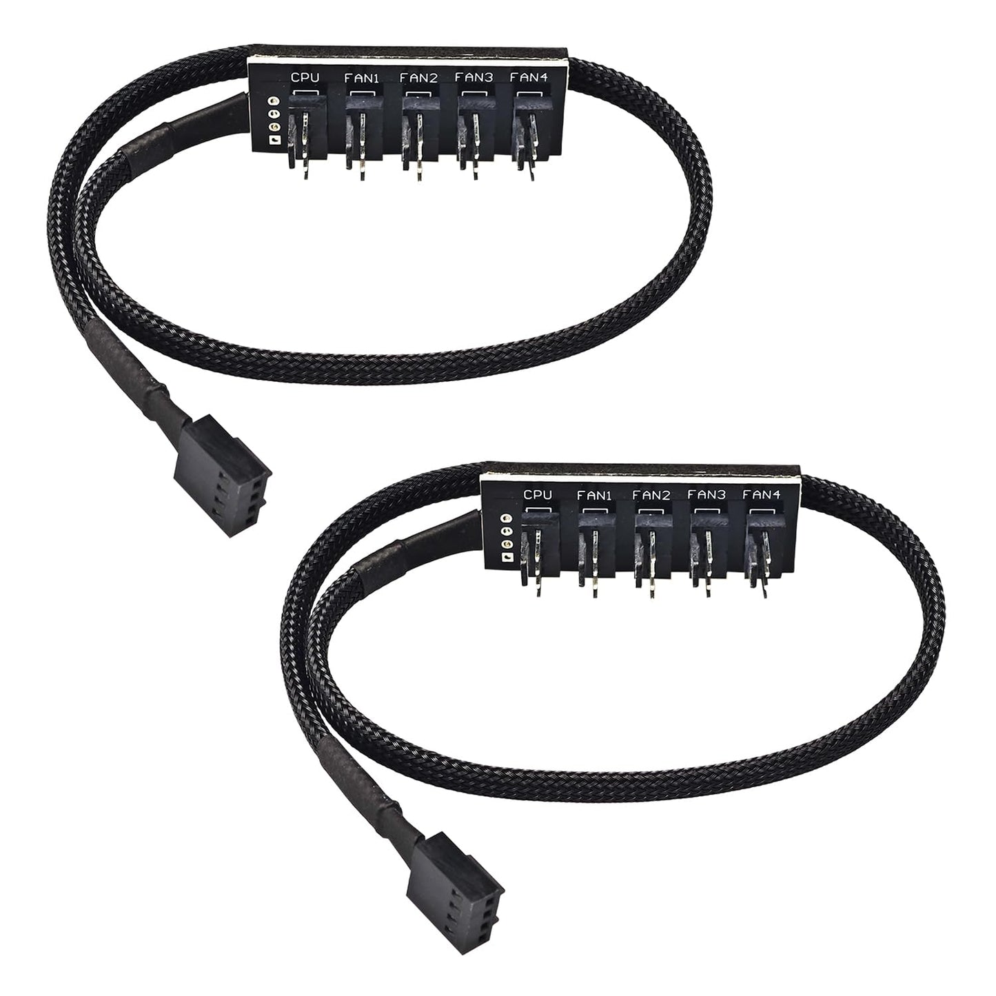 4 Pin PWM Fan Hub Splitter Black Sleeved 1 to 5 Way 4-Pin & 3-Pin PC CPU Cooling Case Fan Splitter Hub Adapter 14 Inches (2 Pack)
