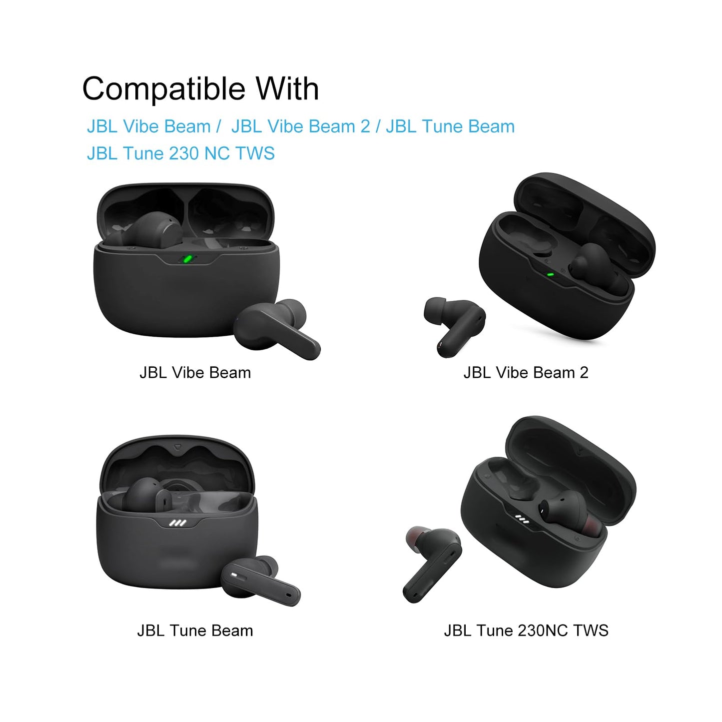 Replacement Ear Tips for JBL Vibe Beam/JBL Vibe Beam 2 / JBL Tune Beam Earbuds, Silicone Earbuds Tips, 9 Pairs (S/M/L)