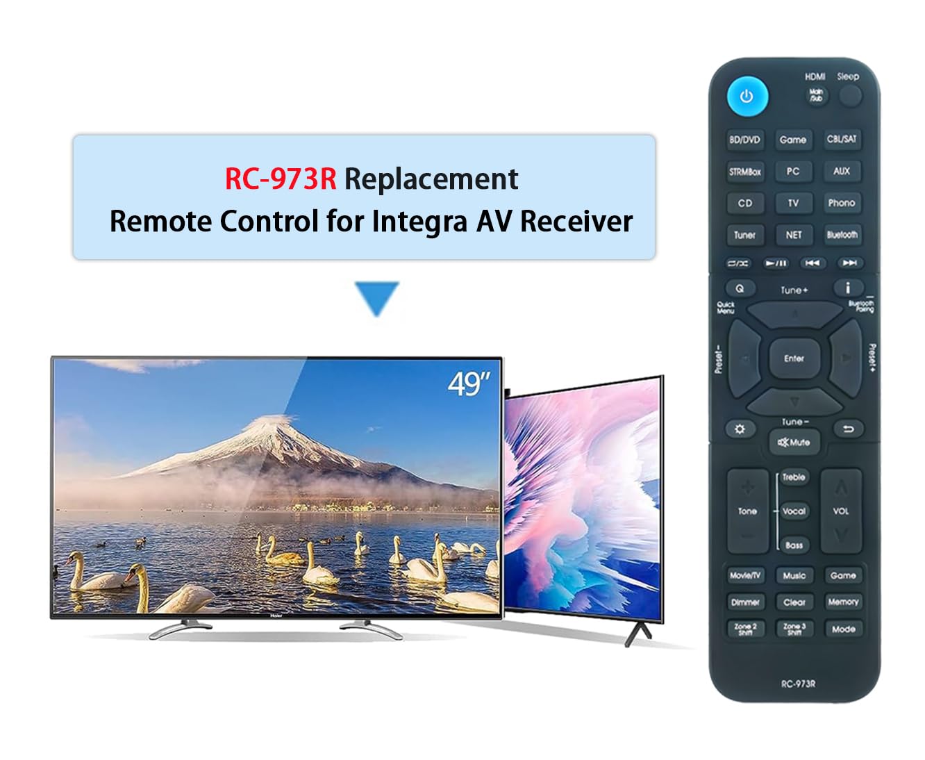 RC-973R Replacement Remote Control for Integra AV Receiver DRX-3.4 DRX-2.3 DRX-3.3 DRX-4.3 DRX-5.3 DTM-6