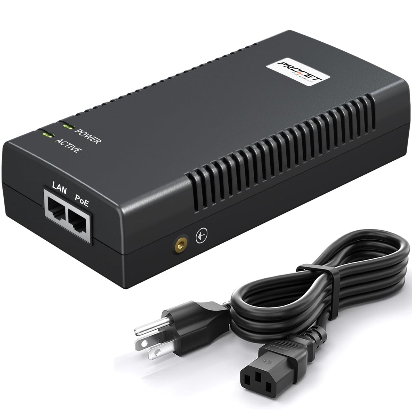 PROCET Gigabit PoE Iniector 90W PoE++ Power Injector with 6KV Surge Protector for HD PTZ AI Camera, CCTV Camera, Gate Hub, Wireless AP, Base Station