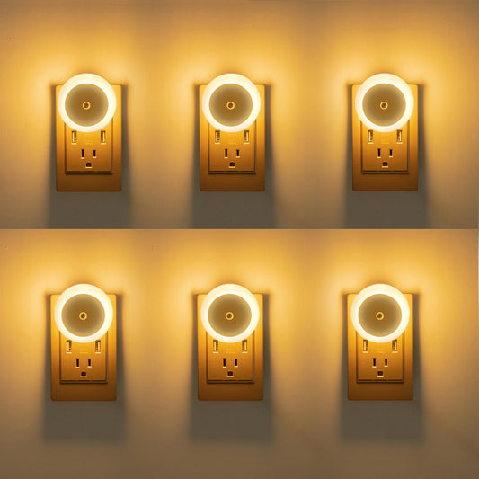KINUR 6 Pack Night Light, LED Night Lights Plug into wall with Dusk to Dawn sensors, Plug in Night Lights for Kids Room, Bedroom, Bathroom, Baby