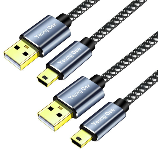 Yeung Qee Mini USB Cable 1.5ft,Braided USB 2.0 Type A to Mini B Cable Charging Cord Compatible with PS3 Controller, MP3/4 Player,PDA, Camera, Scanner
