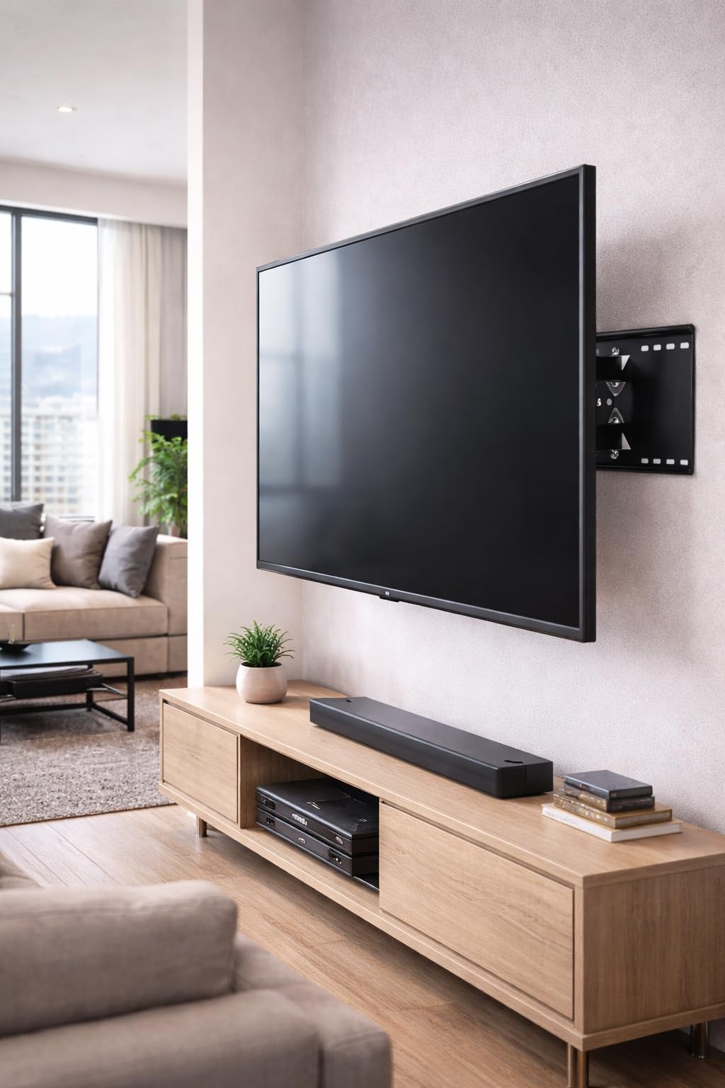 2xhome - TV Wall Mount Bracket(Dual Arm) + Free HDMI Cable - Full Motion LED LCD Flat Panel Screen Large Displays - Dual Arm Adjustable - Full Motion