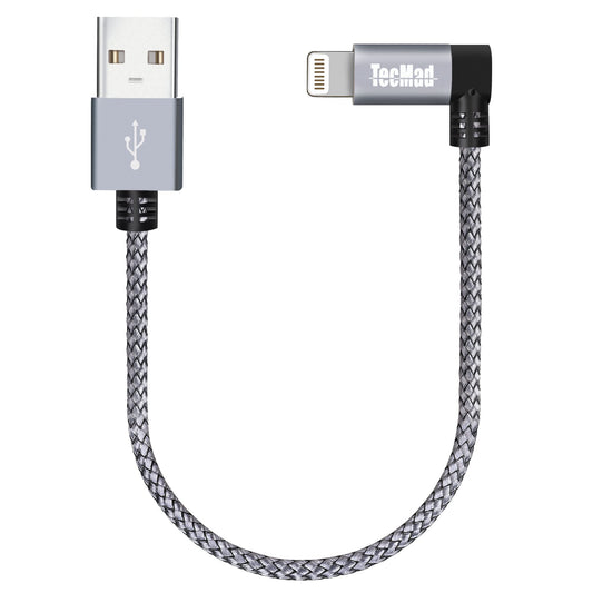 TecMad 0.65ft Short iPhone Charger Cord [C89 MFi Certified] 90 Degree Ligthning Cable, Nylon Braided for iPhone 14/14 Pro, AirPods Pro, iPhone 13/13…