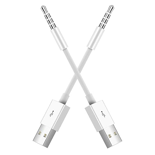 Shuffle USB Charger - Shuffle Charging [2-Pack] Charge SYNC Date Cable, Work with Shuffle 3rd, 4th, 5th, 6th Generation (White)