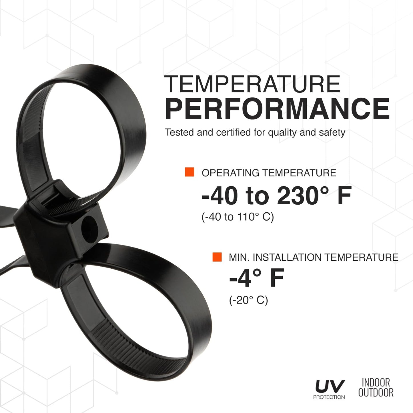 TR Industrial Contractor Series Dual Loop Impact Resistant Heat Stabilized Cable Ties, 13", UV Black, Made in USA, 10-Piece