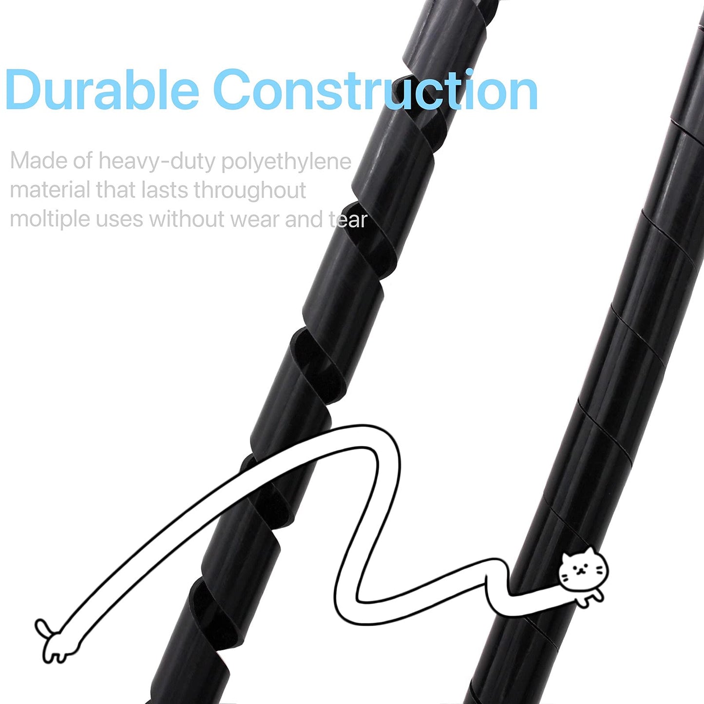 CSZD Spiral Cable Wrap,10ft - 1/4 inch Spiral Wire Wrap Cord Covers Bundle Sleeve Hose for PC TV Computer Electrical Wire Organizer,Tangle Stop Cord