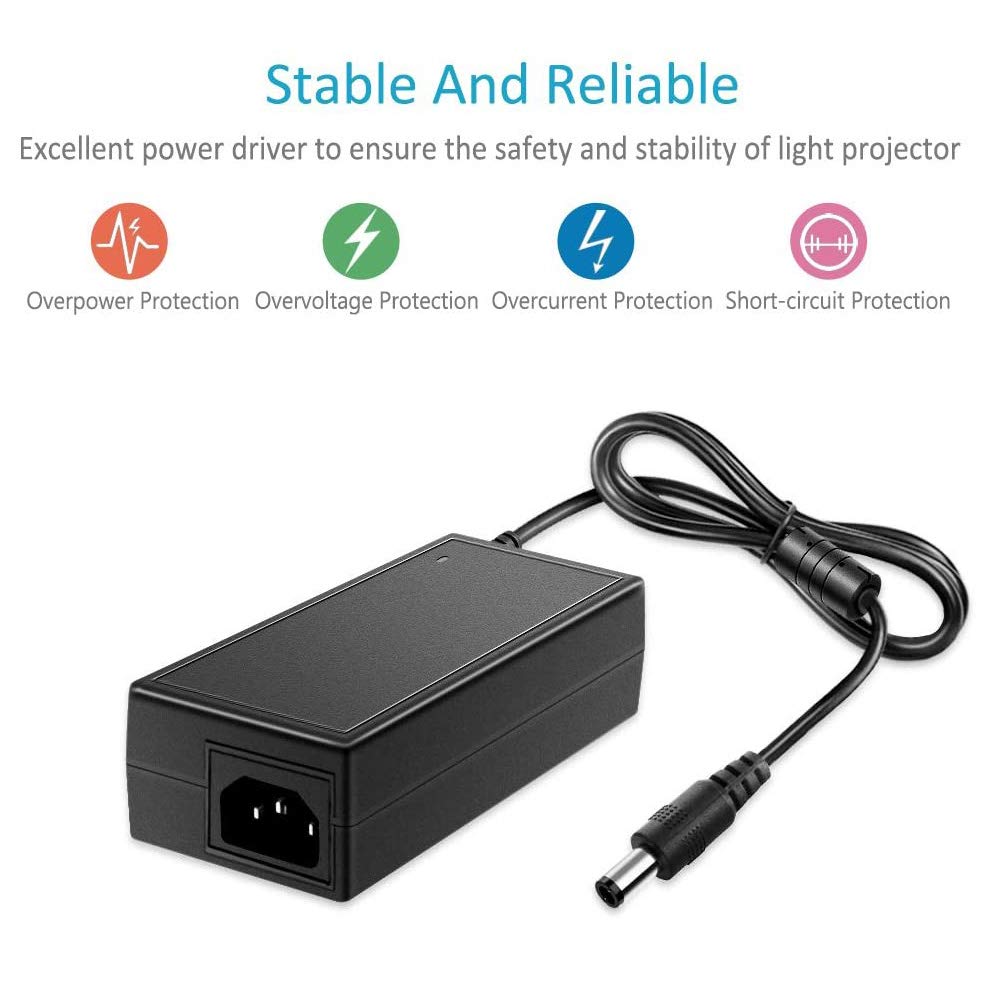 JOYLIT 24V 3A Power Supply 72W, 110-240V 50/60Hz AC to DC 24 Volt 3Amp Adapter with 5.5 X 2.1mm US Plug Cord for LED Strip Light, 3D Printer,Ride…