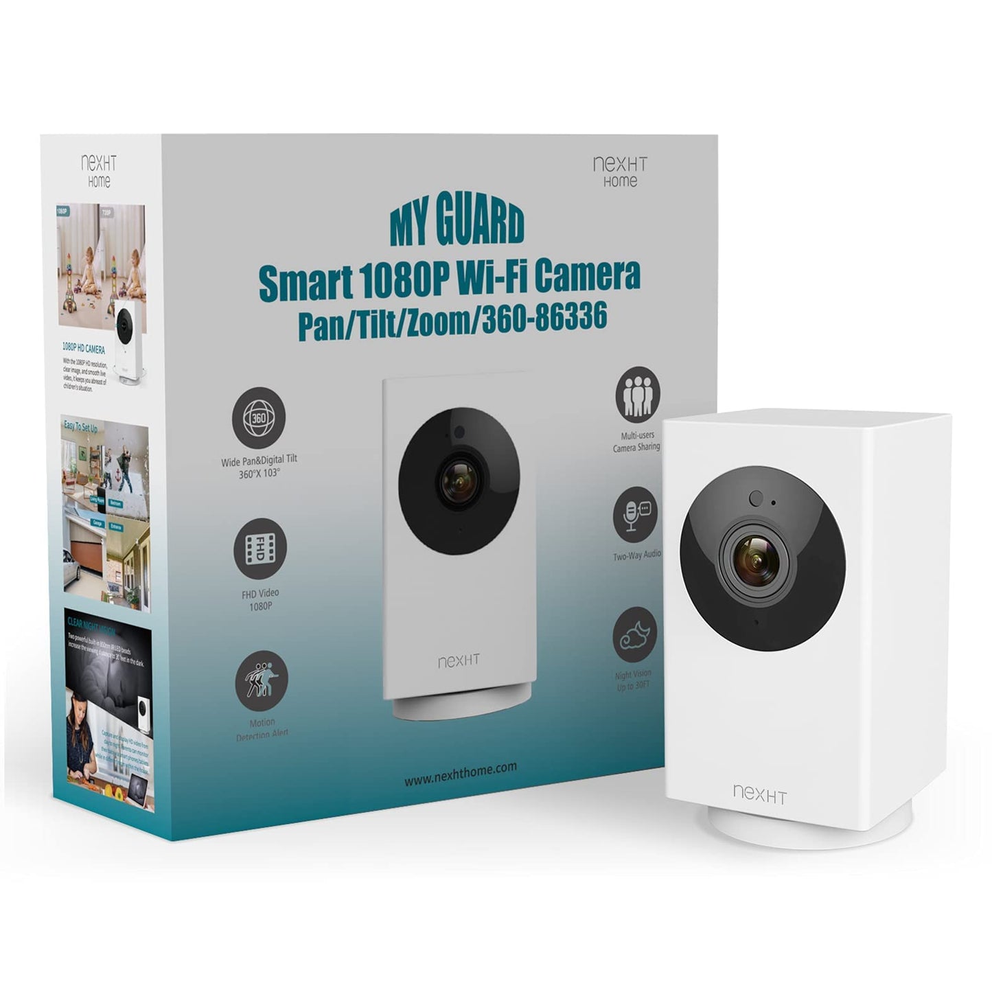 UGOHO.ME 1080P Pan/Tilt/Zoom Indoor Smart Camera Wi-Fi Viewing for Baby, Elderly, Pet, with Night Vision, Motion Detection and 2-Way Audio (86336)