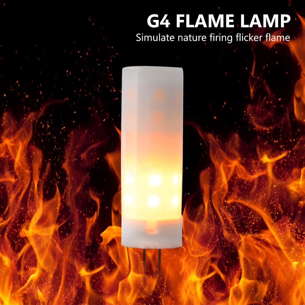 6-Pack G4 LED Flame Effect Light Bulb 3W DC 12V 220 Lumen ,Flame Light Bulbs , Fire Light Bulb,Flicker LED Flaming Bulb