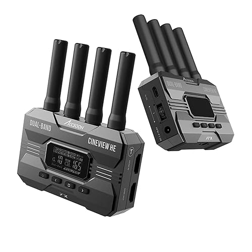 ACCSOON CineView HE Wireless Video Transmission System Transmitter&Receiver 2.4+5Ghz HDMI in&Loop-Out, UVC Out for Live Streaming 1080p 60fps 0.06s