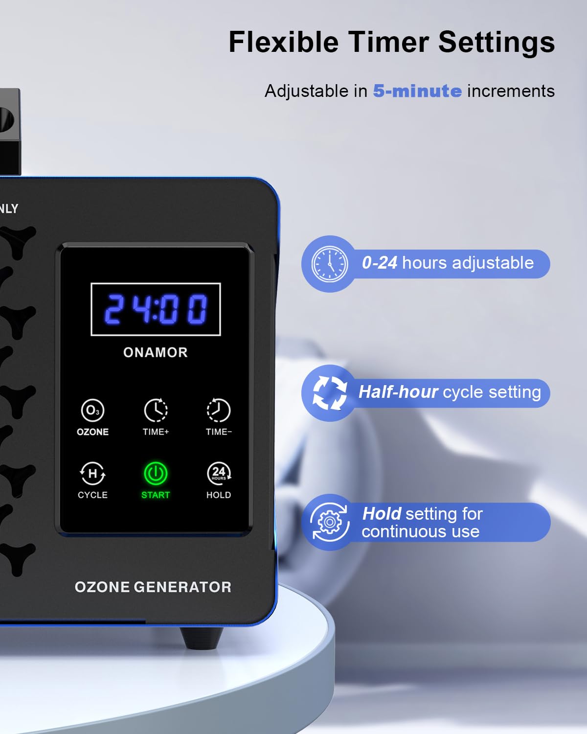 ONAMOR Digital Ozone Generator Odor Eliminator 180,000mg, High Capacity Ozone Machine Odor Removal Up to 8,000 Sq.Ft, Ionizer Deodorizer Ozonator