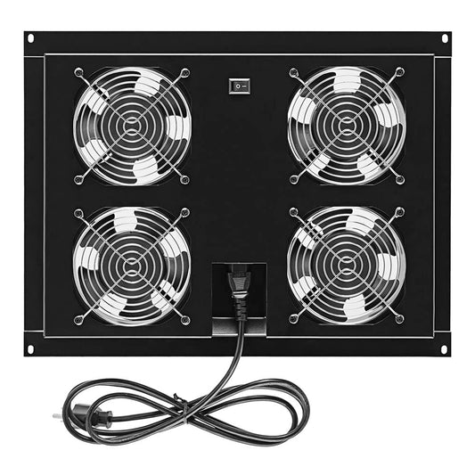 NavePoint 42U Cabinet Top Mount Fan Panel, Panel Includes, 4 Fans, Server Cooling System, 110 50/60Hz, 17.2 x 13 x 2 Inches, 6ft Input Cord Length