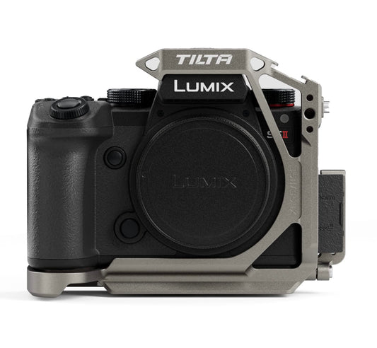 Tilta Half Camera Cage Compatible with Panasonic S5 II/IIX/G8 II - Titanium Gray | Mount Accessories via NATO Rail, Rosette, Cold Shoe,1/4"-20 Threads