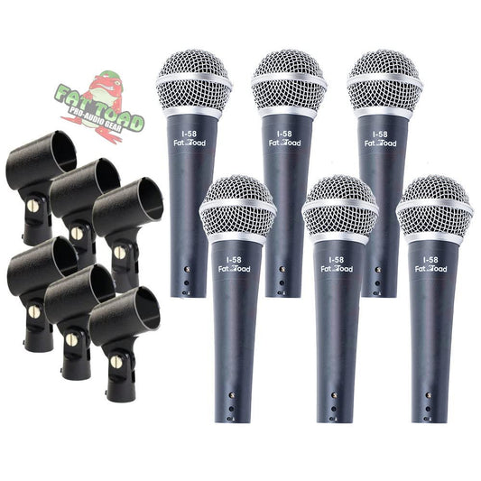Fat Toad Vocal Cardioid Microphones (Live ResponsePRO Edition) 6-Pack - Handheld Dynamic Mics with Clips for DJ Stage Singing, Studio Recording