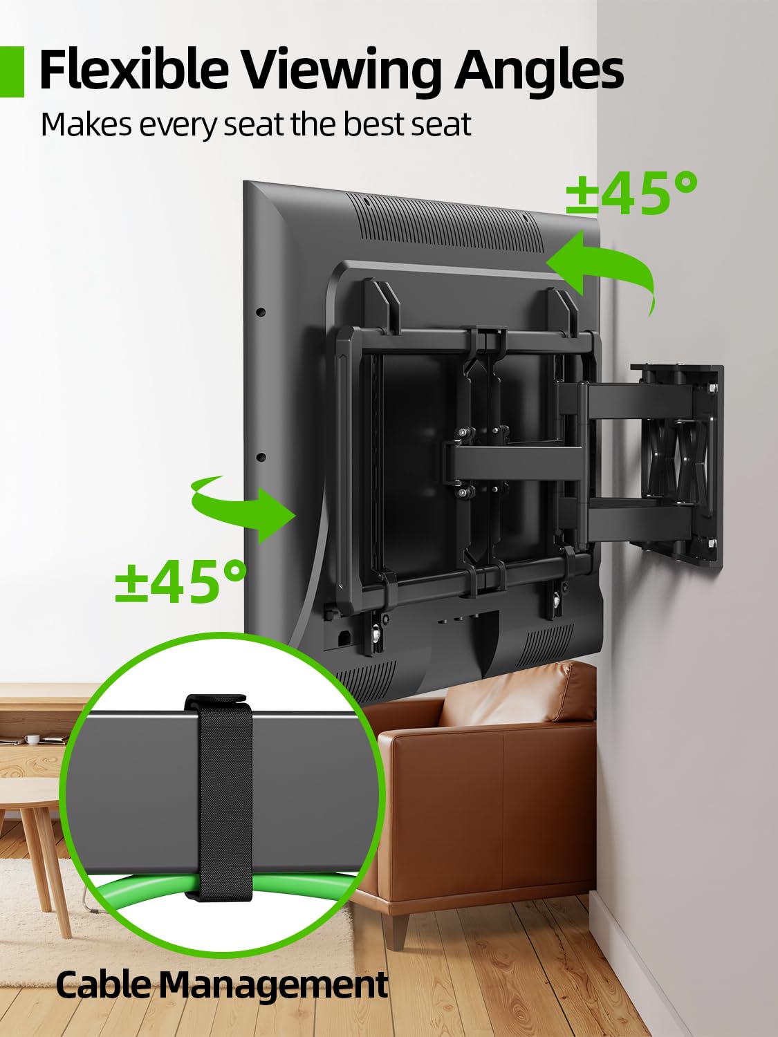 USX MOUNT Ultra Slim TV Wall Mount for Most 37-90 inch Television, Full Motion TV Mount Dual Swivel Articulating Tilt 6 Arms, Up to 120lbs, VESA