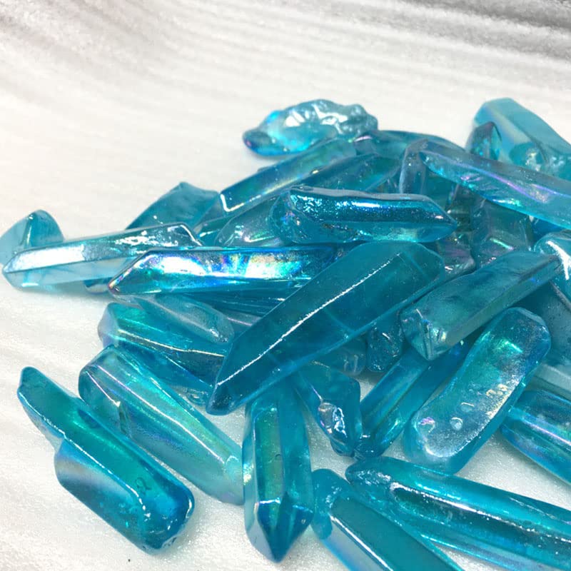 Opexicos 5Pcs Rare Blue Aura Lemurian Seed Quartz Crystal Stones Point Specimen