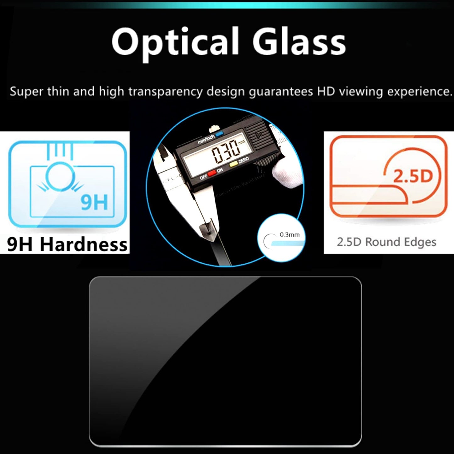 PCTC Screen Protector Compatible with Sony alpha A6600 A6100 A6400 A6000 A6300 A5000 Nex-7 NEX-6 NEX-5, [3 Pack] 0.3mm 9H Hardness Tempered Glass