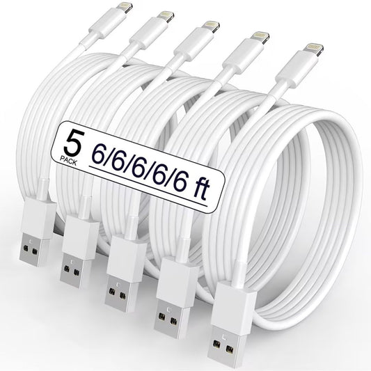 5 Pack(6FT)Original[Apple MFi Certified] iPhone Charger,Lightning Cable Fast Charging Cord iPhone Charger Cable USB Cable Compatible iPhone 13/12/11…