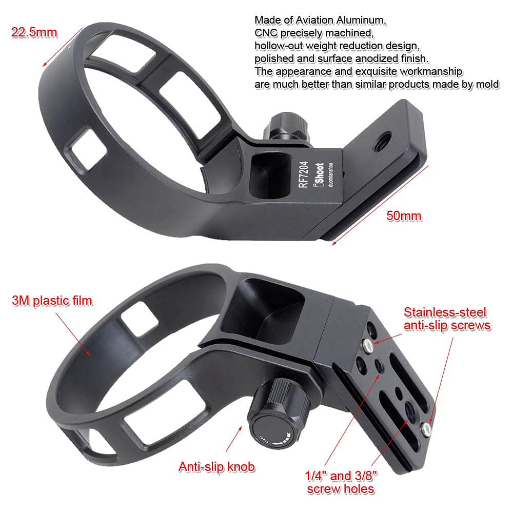iShoot Tripod Mount Ring Lens Collar Compatible with Canon RF 70-200 f/4L is USM, Lens Support Holder Bracket Bottom is Arca Fit Quick Release Plate