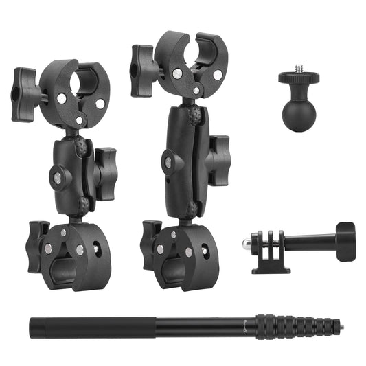 BRDRC Motorcycle Mount for Insta360 X5 X4, Bike Handlebar Clamp Mounts 59" Invisible Selfie Stick Bundle Kit for Insta 360 X5 X4 X3 X2 X ONE, for DJI