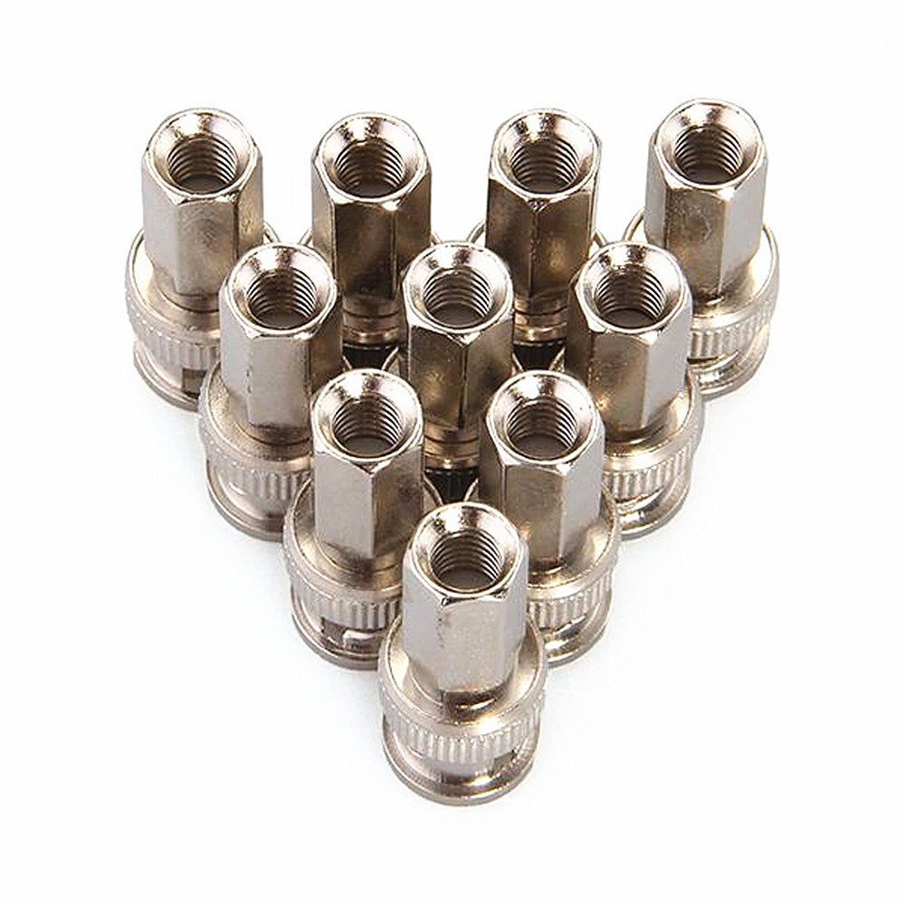 10-Pack BNC Male Twist-on Connector for RG59 Coaxial Cable - 75 Ohm, Nickel-Plated Brass Housing, Brass Contacts - for CCTV Security Systems