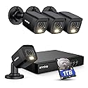 ANNKE 8CH H.265+ 3K Lite Wired Security Camera System with AI Human/Vehicle Detection, 4 x 1920TVL 2MP CCTV IP67 Cameras with Smart Dual Light
