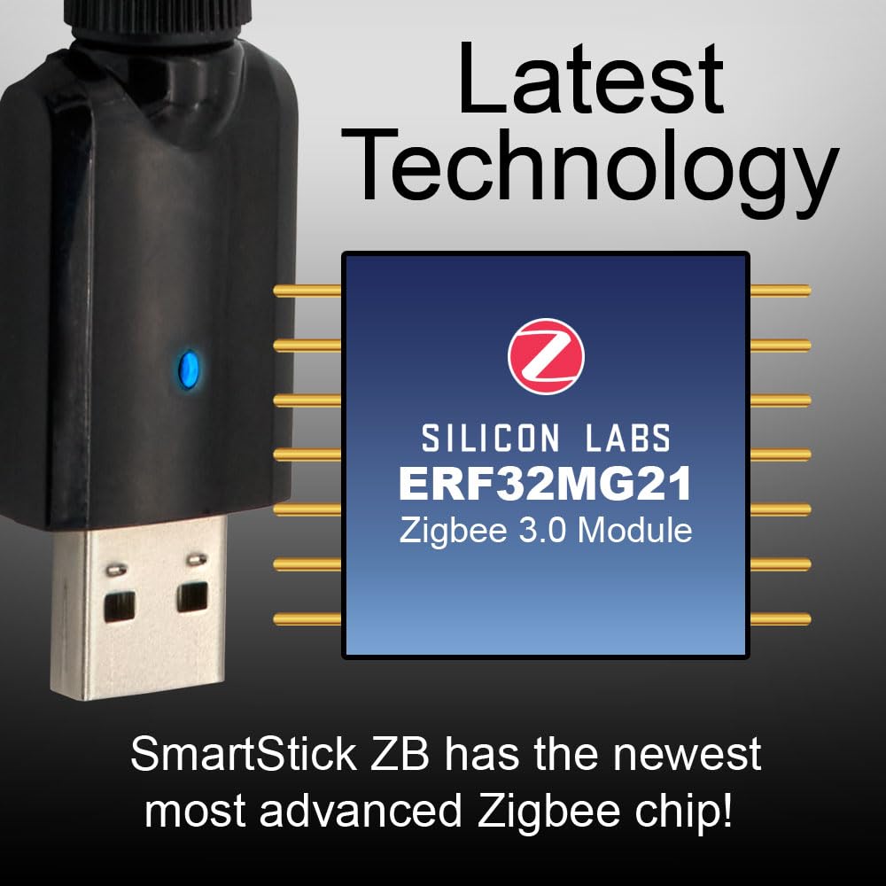 HomeSeer Zigbee 3.0 USB Interface/Coordinator/Dongle (SmartStick ZB), SiLabs ERG32MG21 Chip Technology, Compatible with HomeSeer, Home Assistant